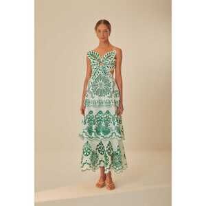 Off-White Flower Richelieu Euroflax™ Premium Linen Midi Dress
